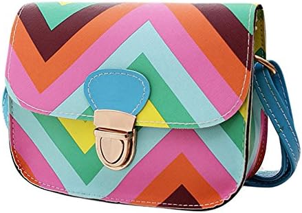 Werial Cross Body Bag Womens Rainbow Chain Of Small Square Package Leather Satchel Shoulder Messenger Bag