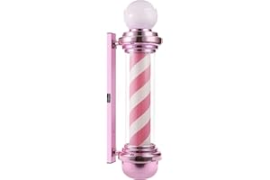 WDZD 31'' Barber Pole Light, Pink White Rotating Hair Salon Open Sign, IP54 Waterproof, Save Energy, Wall Mount