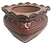 Scallop Square Self Watering Glazed Ceramic Pot - Oxblood - 5.3"