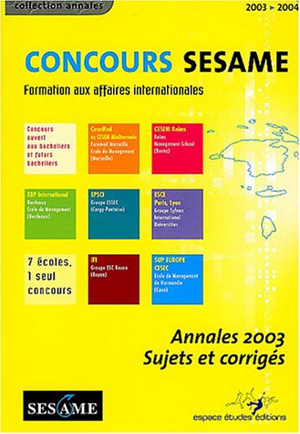 Annales SESAME concours 2003