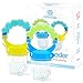 Baby Feeder for Boys 2 Pack, Grab n’ Shake Rattle Teething Toy Set | Fresh Food-Fruit Silicone Feeder & Teether