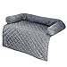 Couch Cover for Dogs - 35x35 Pet Furniture Protector with Memory Foam Neck Bolster, Quilted Fabric, and Water-Resistant Base Layer by PETMAKER (Gray)