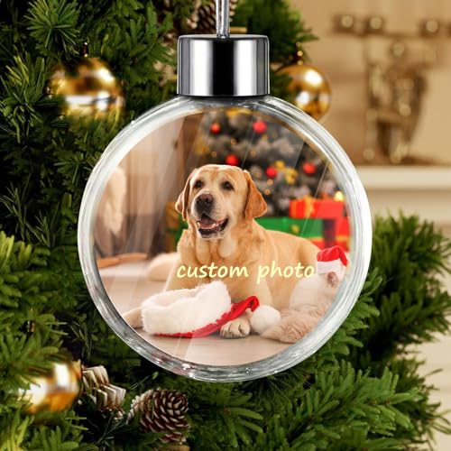 Personalised Photo Christmas Ball Ornament - Custom 8cm Transparent Tree Decoration with Your Picture - Holiday Keepsake for Family Gifting (1, Ball)