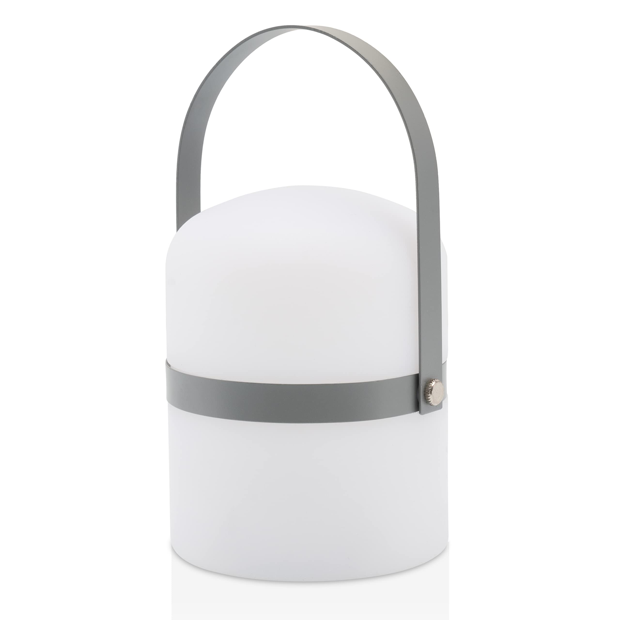 LUUK LIFESTYLE Simple LED Lamp with Handle for Indoor and Outdoor, Modern Decor for Living Room, Bedroom, in Matte Grey