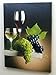 BANBERRY DESIGNS Wine Home Decor - Wine Canvas Print with LED Lights - Pictured with Wine Glasses and Grapes - 16x12 Inch
