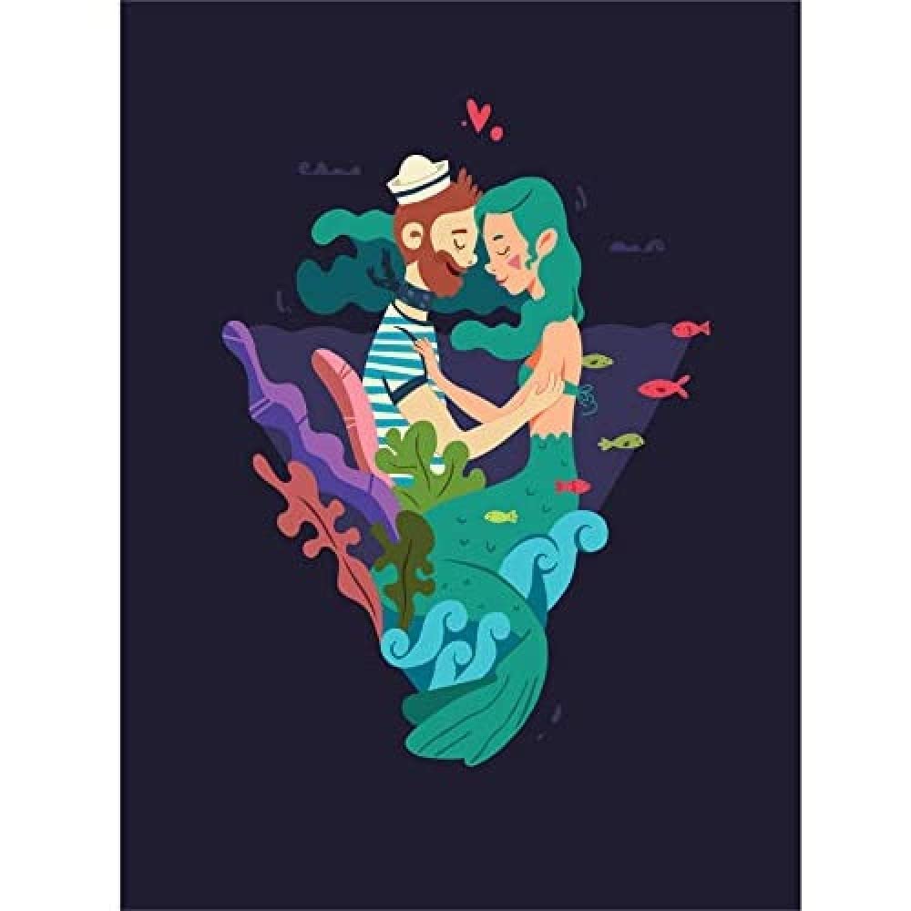 Wee Blue Coo Nautical Love Mermaid Sailor Canvas Wall Art Print