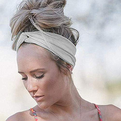 WAINIS 8 Pack Cotton Turban Headbands for Women Wide Twisted Boho Headwrap Yoga Workout Sport Thick Head Hair Bands