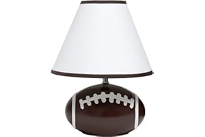 Simple Designs LT1081-FTB SportsLite 11.5" Tall Athletic Sports Football Ceramic Bedside Table Desk Lamp w White Empire Fabric Shade w Brown Trim for Kids' Room, Nursery, Bedroom, Game room, Mancave