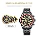 BUREI Men's Luminous Hands Chronograph Analog Watch with Link Bracelet, Black Red Bezel Black Dial