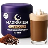 Magnesium Hot Cocoa Jar – Melatonin-Free Natural Sleep, Hot Chocolate Powder for Adults with Reishi Mushroom, L-Theanine, Chamomile & Zinc Glycinate, 25 Servings