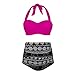 PZZ High Waist Halter Vintage Beachwear Plus Size Ethnic Style Push Up Swimsuits Bikini Set