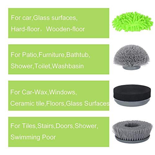 Jiayit Multifunctional Stubborn Cleaning Brush Electric Spin Scrubber with Adjustable Head, Bathroom Cleaner with 4 Replaceable Shower Scrubber Brush Headsr for Tub, Tile, Floor, Corner and Kitchen