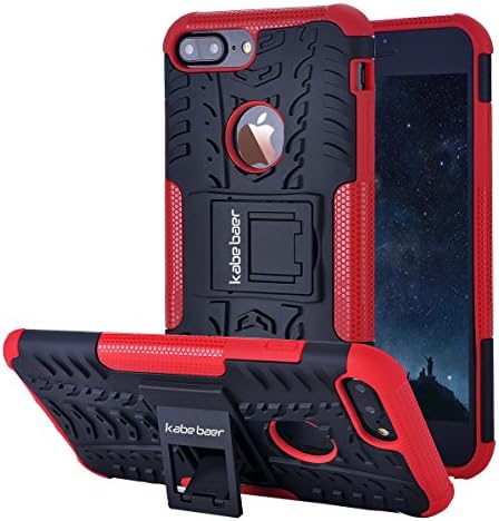Kabe Baer 2 IN 1 Armor Dual Layer Hybrid Heavy Duty Case with Kickstand for Apple iPhone 7plus Shockproof (red)