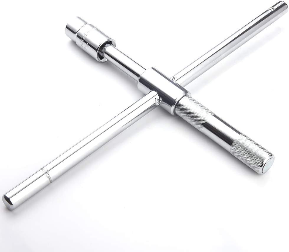 23" Universal Extended Lug Wrench, XERGUR 4 Way Tire Iron Nut Wrench Set with Storage Bag and Standard Sockets (17mm/19mm,21mm/23mm) for Heavy Duty Cross Wrench, Wheel Wrench: Home Improvement