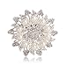 Valdler Fashion Jewelry Imitation Pearls Floral Ivory and Silver-Tone Crystal Brooch Pin