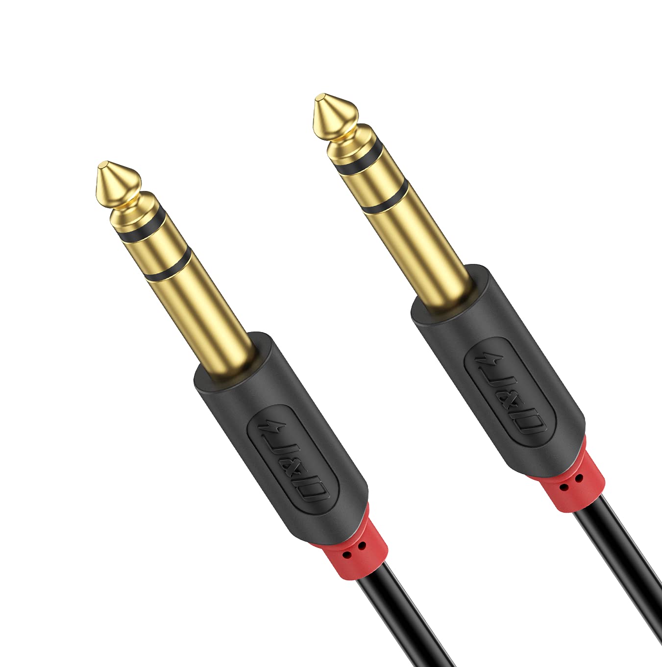 J&D 6.35mm (1/4 inch) TRS Stereo Audio Cable, Gold Plated Audiowave Series 1/4" TRS Male to Male Balanced Interconnect Guitar Cord for Bass, Amp, Keyboard, Mondolin, 1.8 Meter