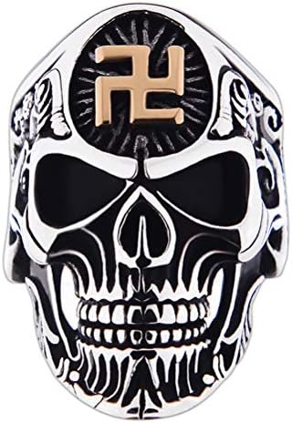 UGUAX Men Women Gothic Cross Skull Ring Vintage Biker Cool Ring