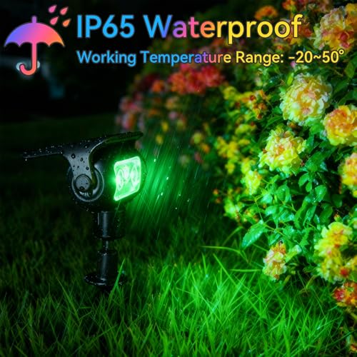 MEEKBOS Luces Solares LED Exterior con Estaca, RGB 5 Modos de Cambio de Color, Sensor Crepuscular, IP65 Impermeables, Lámparas Solares para Jardín, Césped y Caminos(6 Piezas)