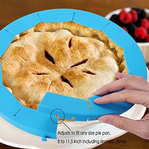 Neepanda Pie Crust Shield Adjustable Pie Crust Protector BPA-free FDA Food Safe Silicone Pie Shield Protector, Fits Any Size Pie 8 to 11.5-inch Including Rimmed Dishes(2 Pack, Red)