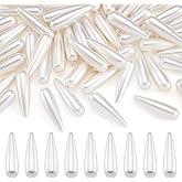 50Pcs Acrylic Teardrop Imitation Pearl Beads White Teardrop Shape Beads Plastic Pearl Beads Loose Beads for DIY Craft Jewelry Making