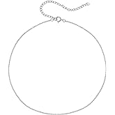 BENIQUE Dainty Thin Chain Choker Necklace for Women - 925 Sterling Silver, 14K Gold Filled 1 mm Cable Box Chain Durable Adjustable, Made in USA, 13"- 18"