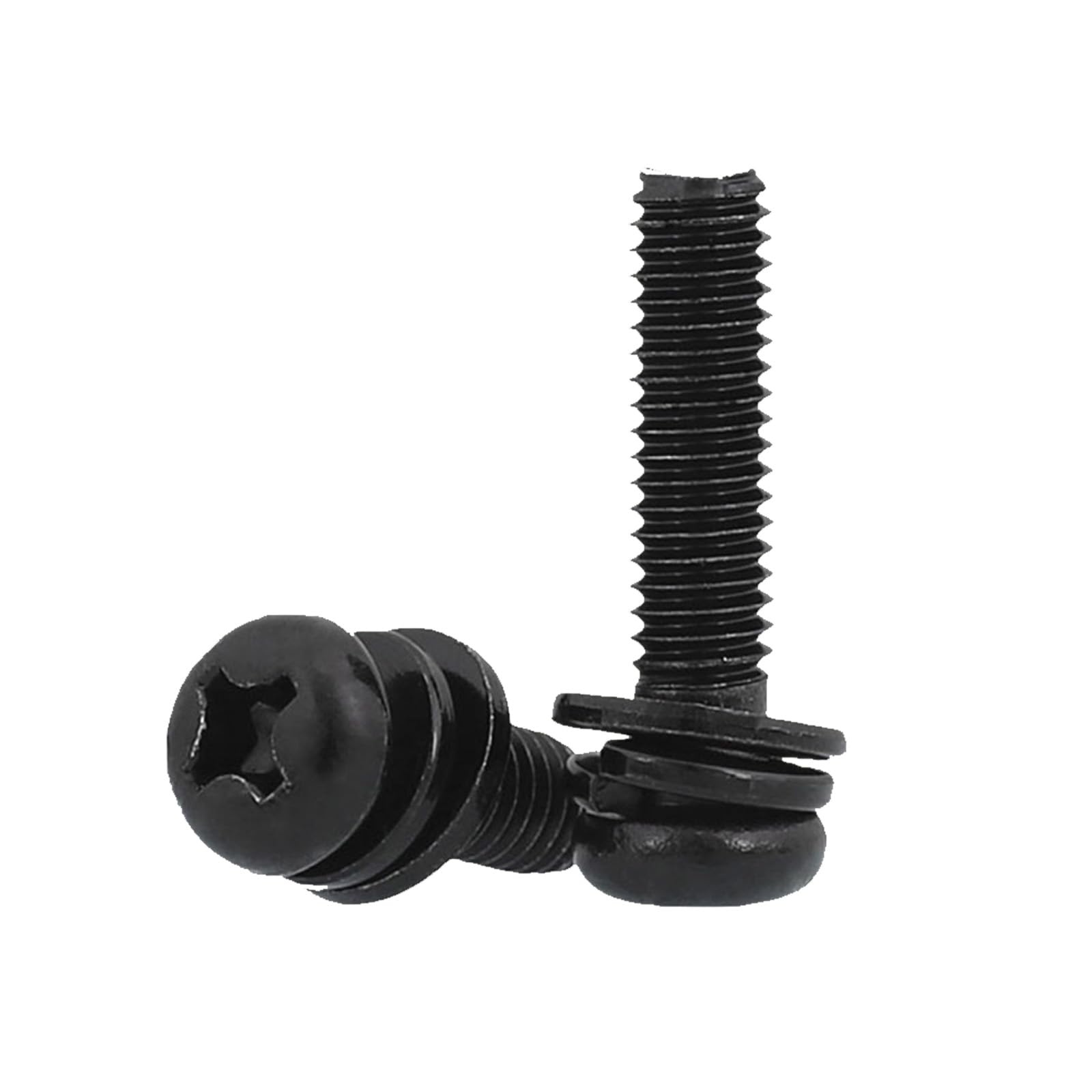 20 Pcs M5x20mm Black Metal Bolts and Washer, Cross Round Head Zinc Plating 304 Stainless Steel Bolts Screws, Fasteners Bolts for Plastic Wood Furniture and Drywall