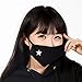 KOMIWOO 6 Pack Anti Dust Anime Mask Cotton Mask, Cut EXO Bear Teeth Star Pattern Anti Dust Face Mouth Mask for Kids Teens Men Women Black