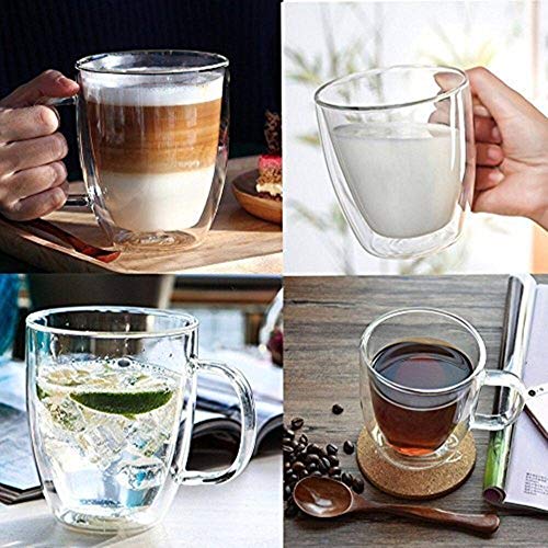 Cooko Doppelwandige Gläser,Kristall Kaffeeglas,Thermoglas Kaffeetasse,Hoher Borosilikat Becher 350ml für Tee,Latte,Milch… – Bild 5