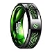 Nuncad Green Tungsten Carbide Wedding Band Ring Celtic Dragon Green Carbon Fiber for Men 8mm Size 7 to 12