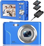 Digital Camera, NEZINI 2 Charging Mode Mini Kids Camera, Full HD 1080P 36MP 2.4 Inch LCD Vlogging Camera for K