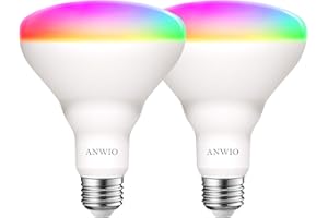 ANWIO BR30 Smart Light Bulbs, Alexa Light Bulbs, Google Light Bulbs, Smart Life Bulbs, Tuya App, Colour Changing Light Bulb, 