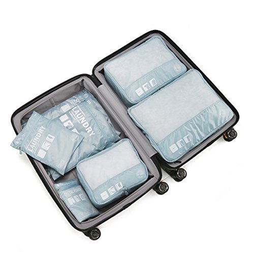 7 Sets Packing Cubes for Travel Luggage Organizers Storage Bags Waterproof and Lightweight Suitcase Compression Pouches (Grey)