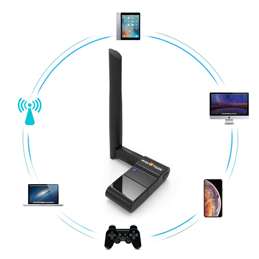 WiFi Adapter AC600Mbps Dual Band Wireless USB Adapter 2.4GHz/5.8GHz WiFi Dongle Long Ranger External Antenna Support Windows 10/8/7/Xp/Vista Mac OS X 10.6-10.13 - Fast Install,Only 3 Minutes