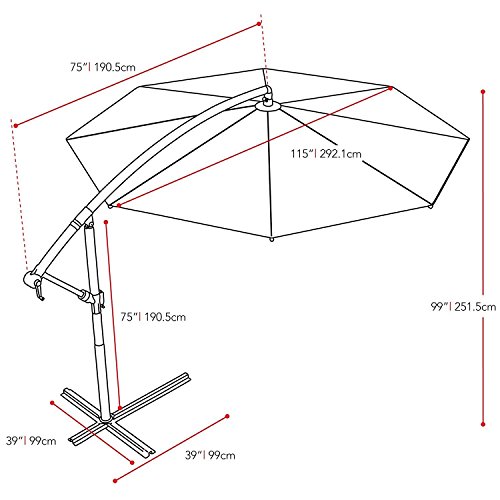 FARLAND Offset Umbrella 10 Ft Cantilever Patio Umbrella Outdoor Market Umbrellas with Cross Base (Beige)