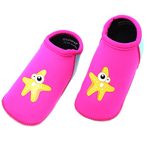 image for TANZKY Unisex Baby Infant Swim Shoes Water Shoes Beach Shoes (Rose Red