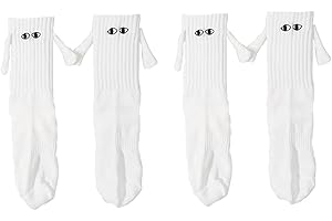 Yawlsow 2 Pair Holding Hands Socks, Funny Magnetic Suction 3D Doll Couple Socks，Unisex Couple Socks