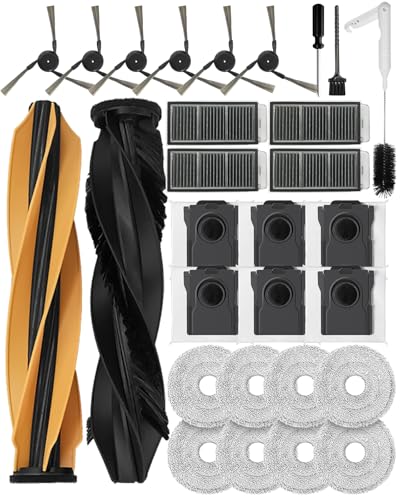 iRobacc 29PCS Accessoires pour Dreame X50 Ultra Complete/L50 Pro Ultra/X50 Master, 2 Brosses Principales, 6 Brosses Latérales, 6 Sacs à Poussière au Charbon Actif, 4 Filtres HEPA, 8 Mop Pads, etc.