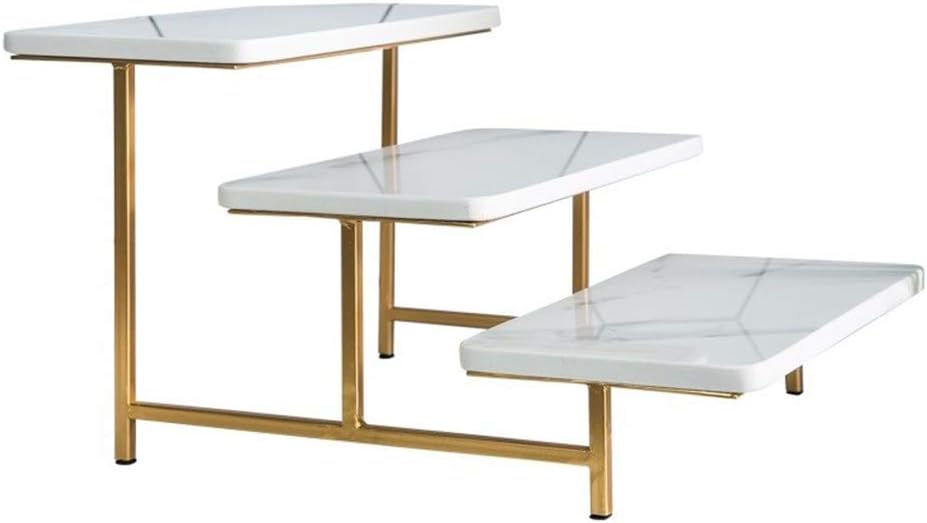 Rectangular Marble Cake Stand, Three-layer Cake Tray Pastry Dessert Tray Restaurant Cake Shop Display Stand Metal Bracket (Color : Gold)