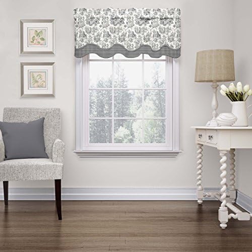 Waverly Valances For Windows Charmed Life 52" X 18" Short Curtain Valance Small Window Curtains Bathroom Living Room And Kitchens Onyx