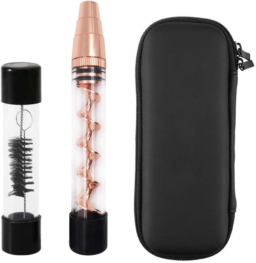 Premium Glass Tool Set Round Shape for Herb Leaves,Spices with Zipper Case (Rose Gold)