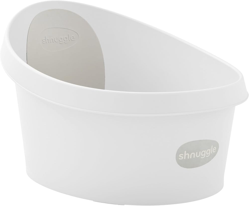 Shnuggle Toddler Bath Tub with Backrest, White/Light Grey, Anti-Slip