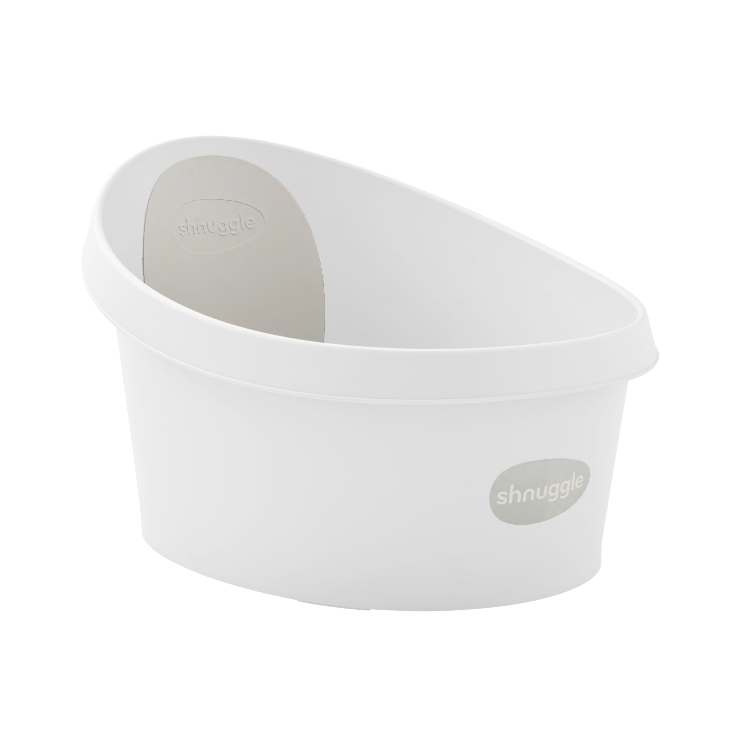 Shnuggle Toddler Bath Tub | Larger Bath for Bigger Kids at Bathtime | Includes Warm and Soft Foam backrest | Grippy Anti-Slip Surface | Includes Easy Drain Bath Plug | White with Light Grey Backrest
