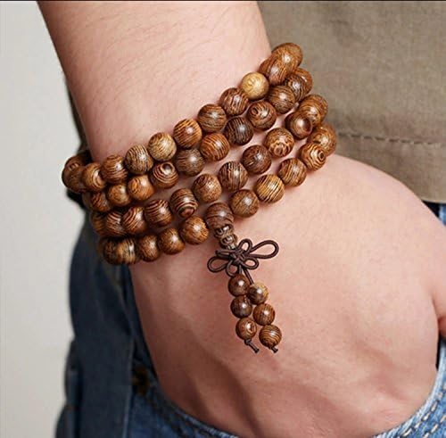108 0.8cm Prayer Beads Tibetan Buddhist Mala Buddha Bracelet Rosary Wooden Bangle Jewelry