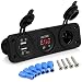 SQDeal 12V Universal Cigarette Lighter Socket + Dual USB Power Adapter Charger + LED Digital Voltmeter for Car Auto Motorcycle Boat Riding Mower Tractor Travel Trailer Caravan (3 in 1)