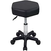 FURWOO Hexagon Rolling Stool Height Adjustable Stool with Wheels for Spa Salon Massage Black