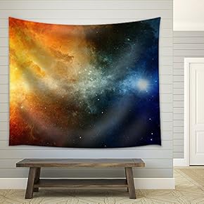 Scientific Background, Big Red Star, Nebula in Deep Space - Fabric Wall Tapestry Home Decor - 51x60 inches
