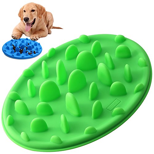 Slow Feed Dog Bowl, PETBABA Interactive Puzzle Nonskid Silicone Dog Food Bowl to Slow Down Eating Green S