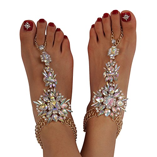 Foot chain barefoot sandals crystal anklets bracelet for beach cr…