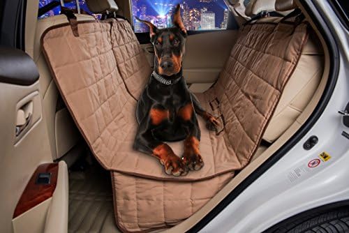 VIEWPETS Dog Car Seat Cover Waterproof Non-slip Pet Hammock Bench Rear Seat Cover (HAMMOCK, Micro Fiber 60" L x 56" W TAN)