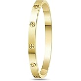 Kenizum 2Pcs 18K Gold-Plated Love Bangle Bracelets set for Women, Stainless Steel Cubic Zirconia Bangle Crystal Friendship Jewelry, Easter Wedding Birthday Gifts for Girlfriend, Wife, Monther